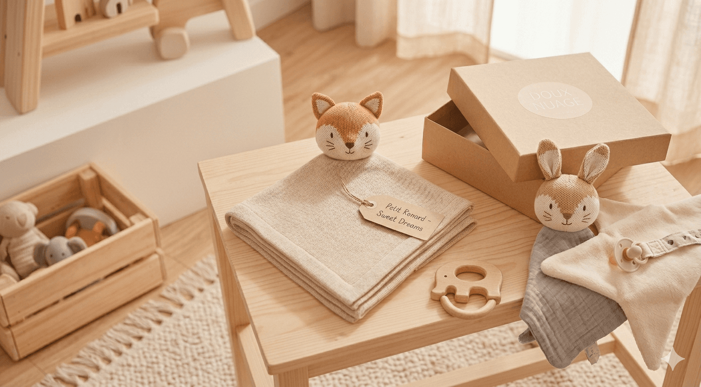 Doudou tout doux à offrir pour un cadeau de naissance