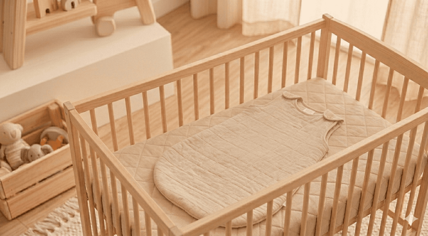 Lit bébé en bois naturel pour chambre de nouveau-né